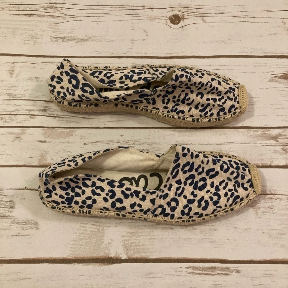 Sam Edelman Canvas Verona Leopard Print Fabric Espadrille Size 8